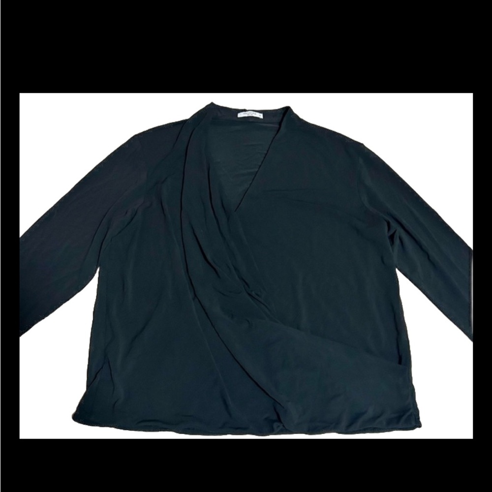 MM Lafleur Black Faux Wrap Top 1X